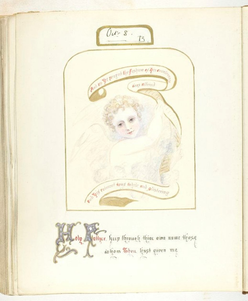 शीर्षक रहित [करूब और धार्मिक पाठ], 185568। द्वारा जॉर्जिना काउपर