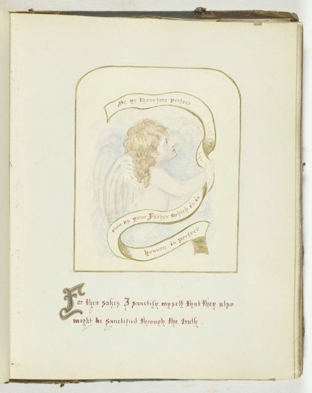 शीर्षक रहित [धार्मिक पाठ के साथ करूब], 185568। द्वारा जॉर्जिना काउपर