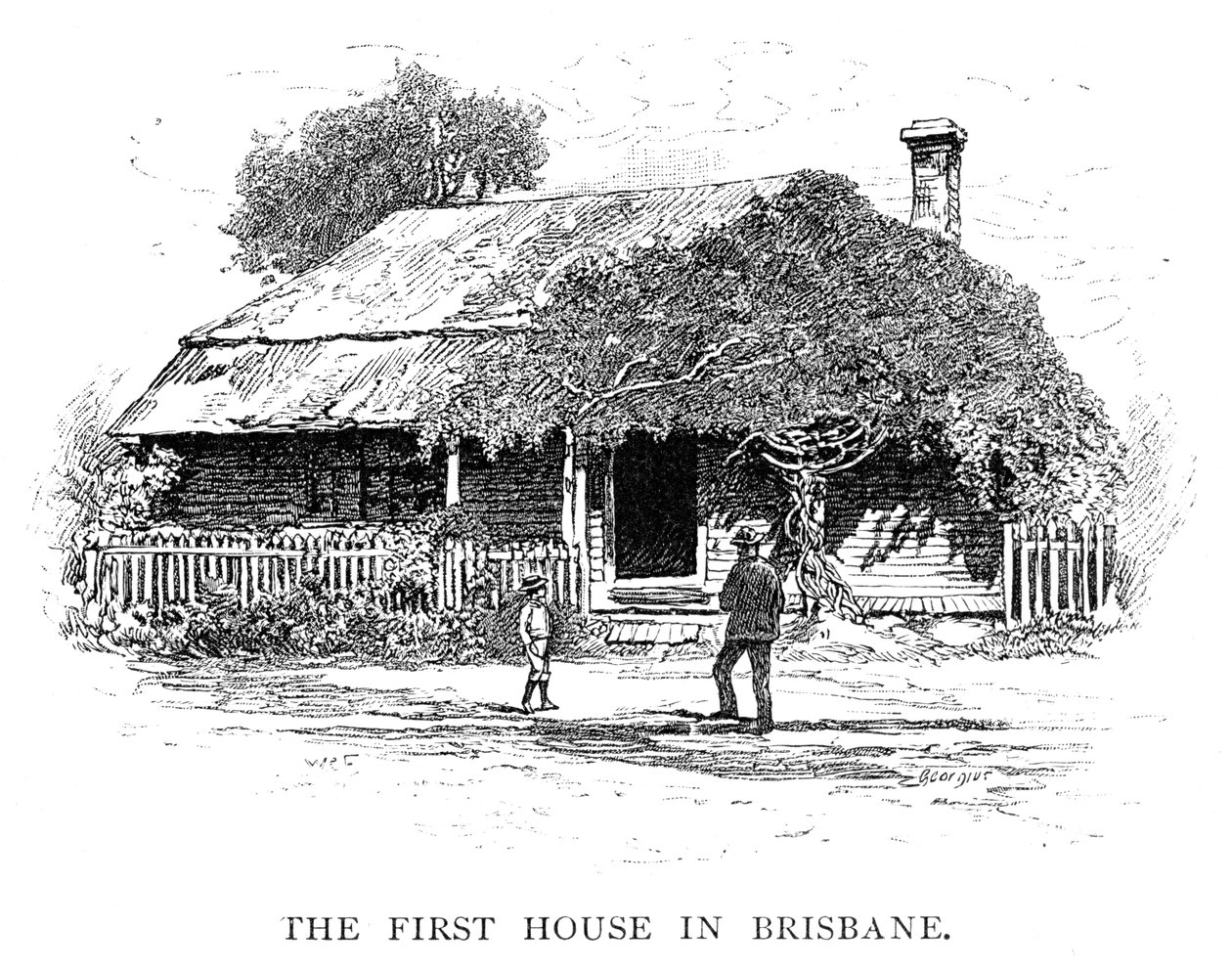 ब्रिस्बेन में पहला घर, ऑस्ट्रेलिया, 1886। द्वारा जॉर्जियस