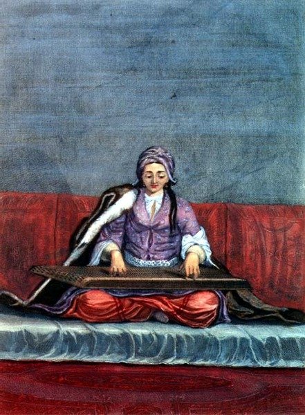 जेरार्ड जीन बैप्टिस्ट स्कॉटिन (1671-1716) द्वारा उकेरी गई टर्किश गर्ल प्लेइंग द ज़ीर (उत्कीर्णन) द्वारा जेरार्ड जीन बैप्टिस्ट स्कॉटिन