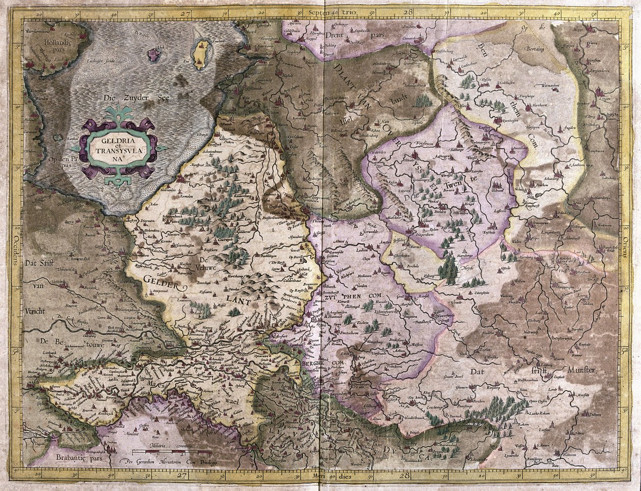 गेल्डरलैंड और ओवरिजस्सेल, नीदरलैंड्स (उत्कीर्णन) द्वारा जेरार्डस मर्केटर