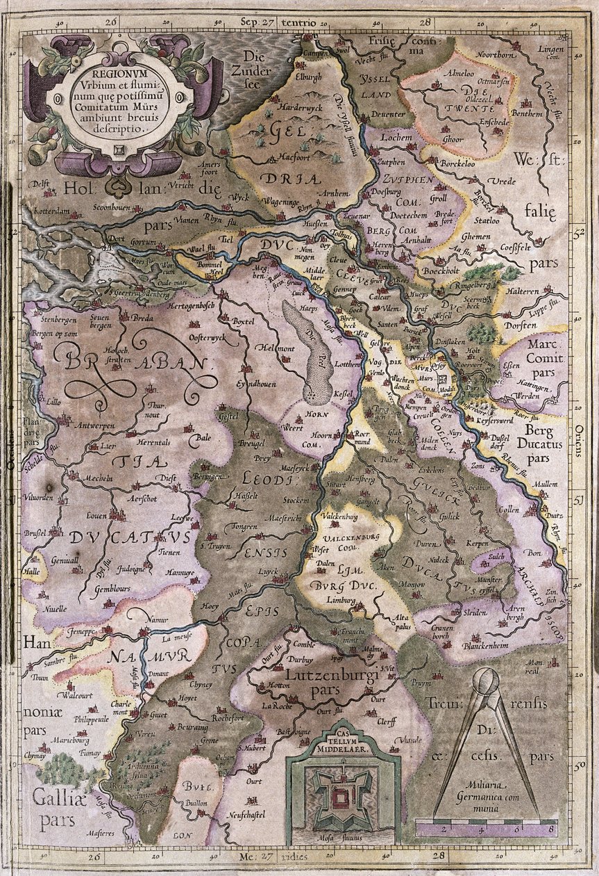 हॉलैंड और ब्रेबेंट, बेल्जियम (उत्कीर्णन) द्वारा जेरार्डस मर्केटर