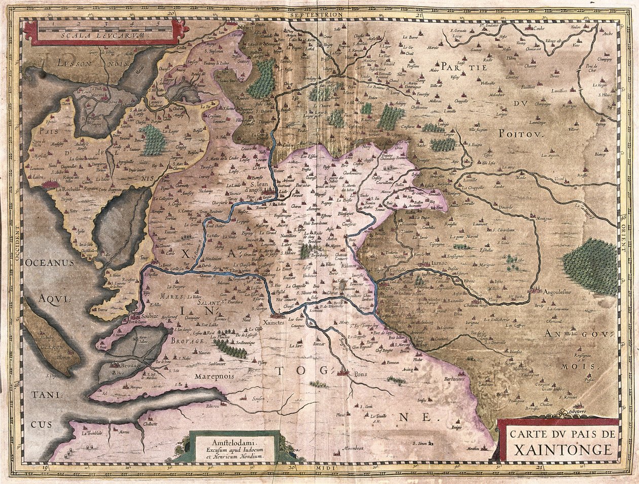 ला रोशेल और इले ओलेरॉन, फ्रांस के साथ सेंटॉन्ग (उत्कीर्णन) द्वारा जेरार्डस मर्केटर