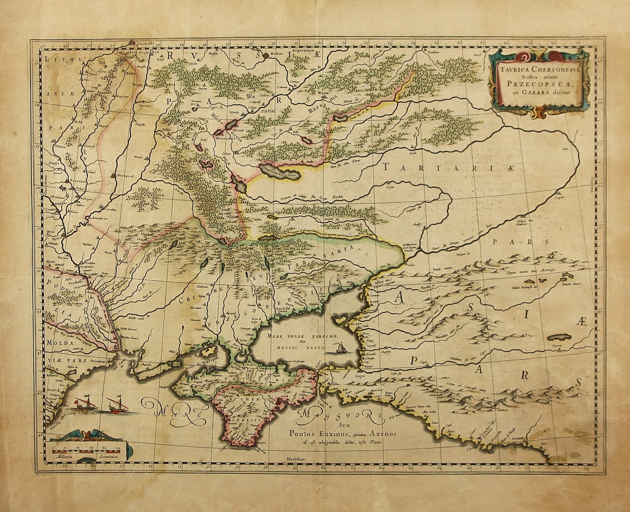 टॉरिका चेरोनसस। क्रीमिया का मानचित्र, 1595 द्वारा जेरार्डस मर्केटर