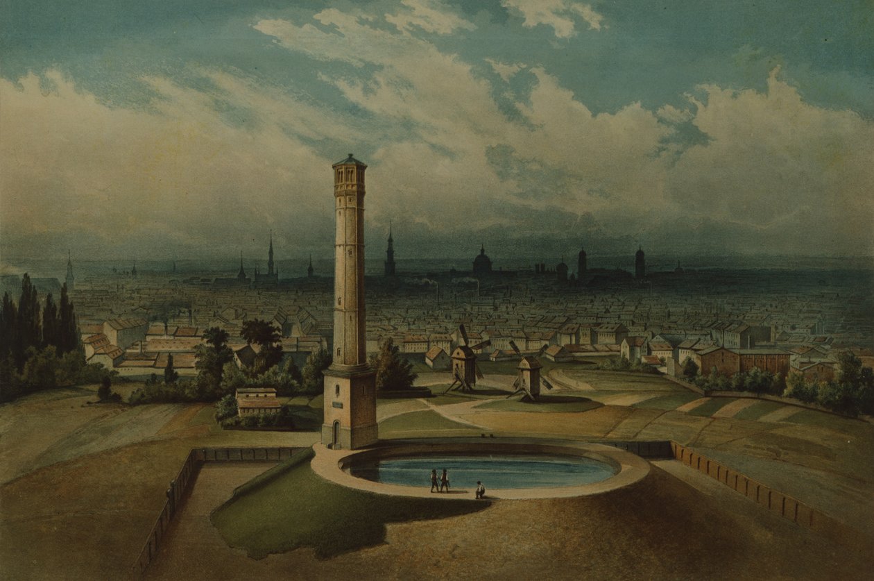 बर्लिन वाटरवर्क्स, c.1860 (कागज पर wc) द्वारा जर्मन स्कूल