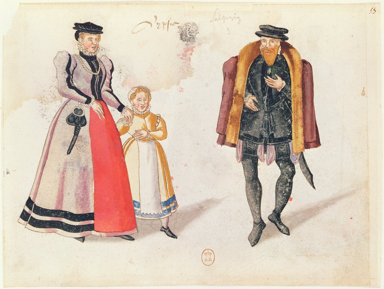 लीपज़िग के नागरिक, 1572 (रंग उत्कीर्णन) द्वारा जर्मन स्कूल