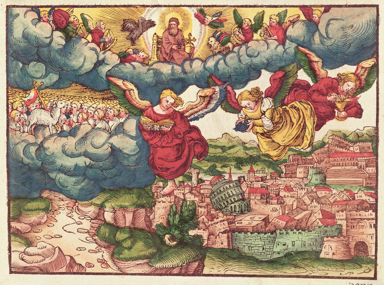 लूथर बाइबिल से अंतिम निर्णय, c.1530 (रंगीन लकड़बग्घा) द्वारा जर्मन स्कूल