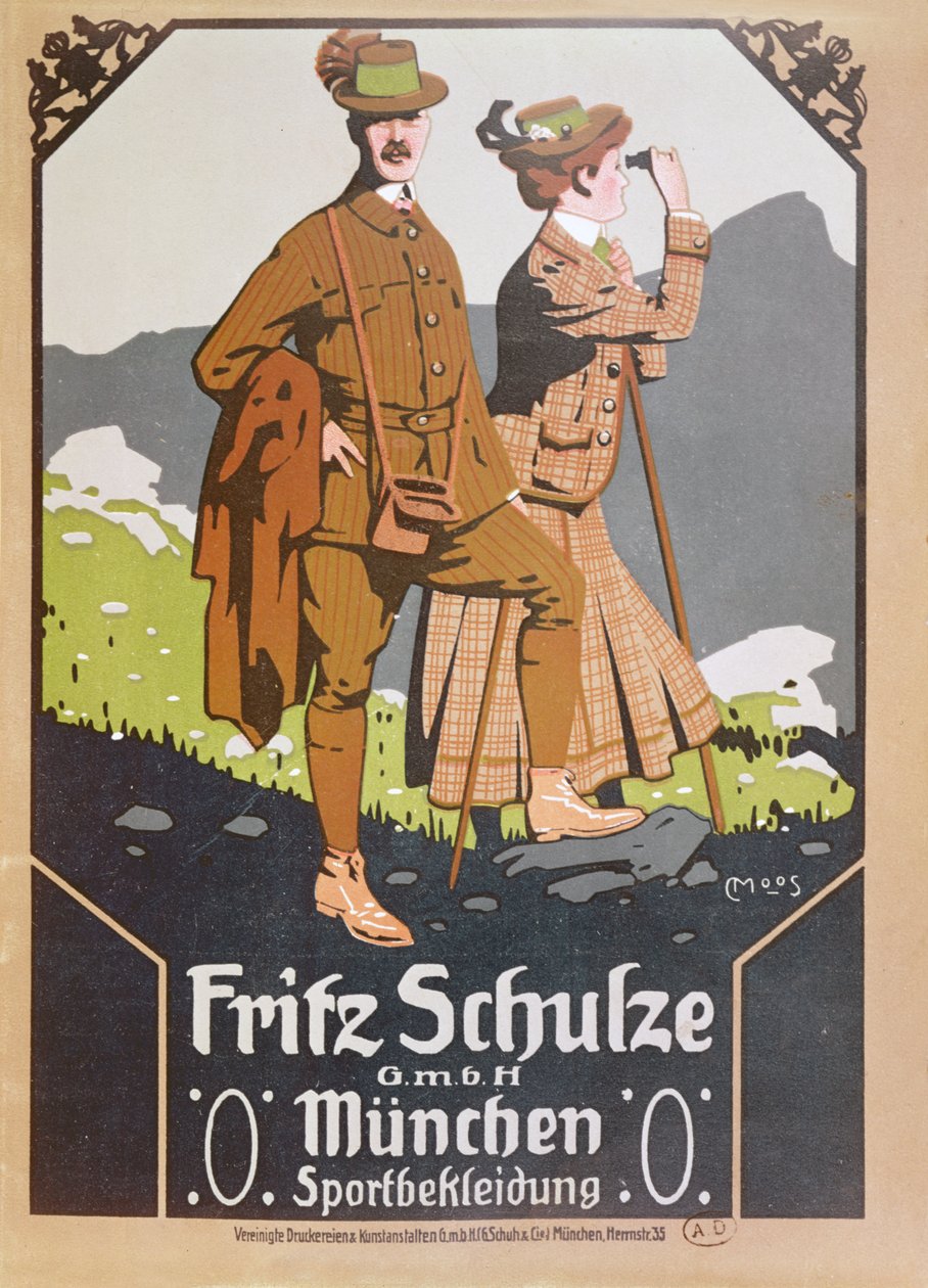 Fritz Schulze चलने के कपड़े के लिए विज्ञापन, c.1910 द्वारा जर्मन स्कूल
