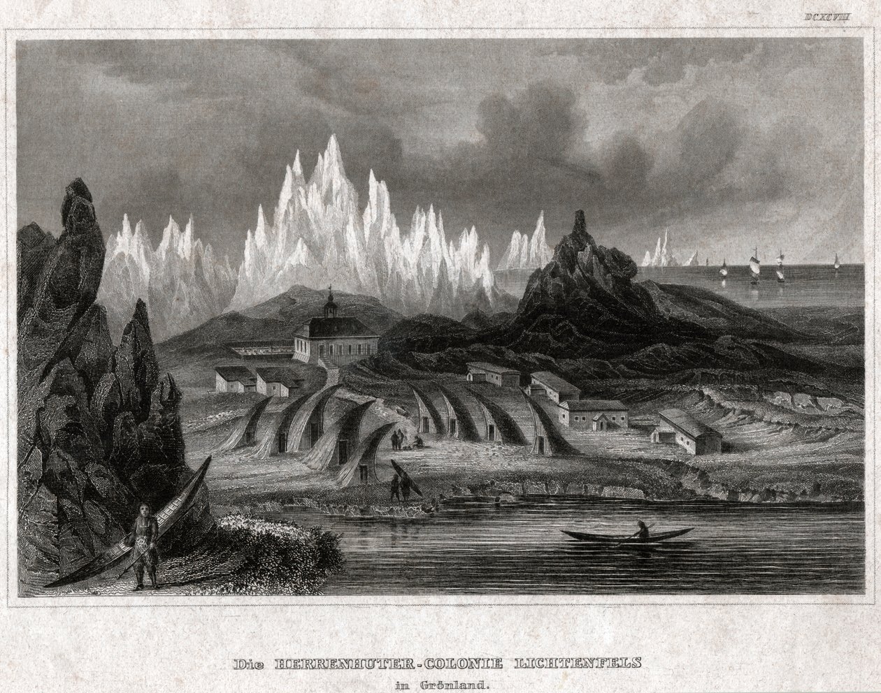अकुन्नत, ग्रीनलैंड। (उत्कीर्णन, सीए। 1850) द्वारा जर्मन स्कूल