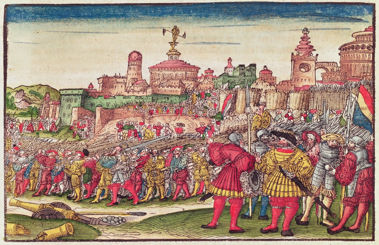 रहस्योद्घाटन की पुस्तक, अध्याय XXV, लूथर बाइबिल से, c.1530 (रंगीन लकड़ियाँ) द्वारा जर्मन स्कूल