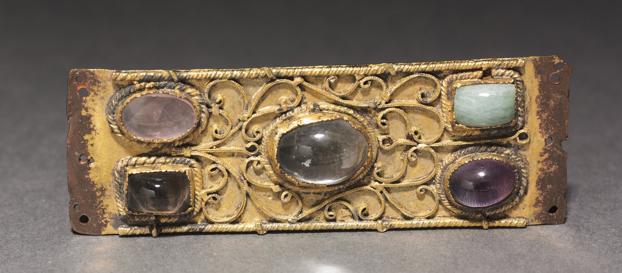 सजावटी पट्टिका, संभवतः एक सरकने वाले तीर्थ से, c.1200 (सोने का पानी चढ़ा हुआ तांबा, सोने का तार, टैक्सी) द्वारा जर्मन स्कूल