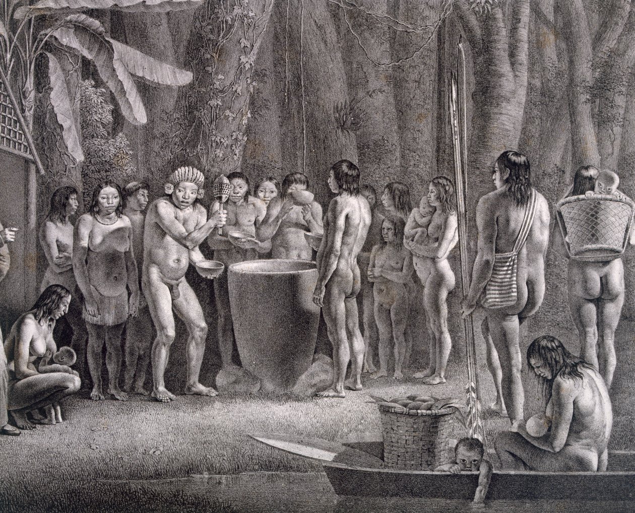 कोरोआडोस जनजाति का पीने का त्योहार, c.1835-50 द्वारा जर्मन स्कूल