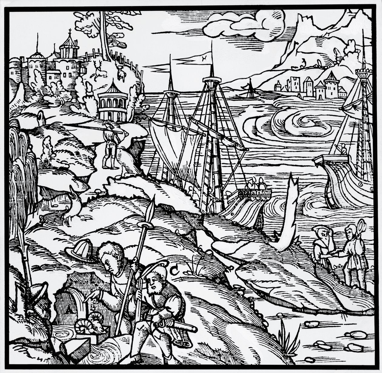 जॉर्ज पावर या जॉर्जियस एग्रीकोला (1494-1555) द्वारा डी रे मेटालिका (धातुओं की प्रकृति पर) से उत्कीर्णन द्वारा जर्मन स्कूल
