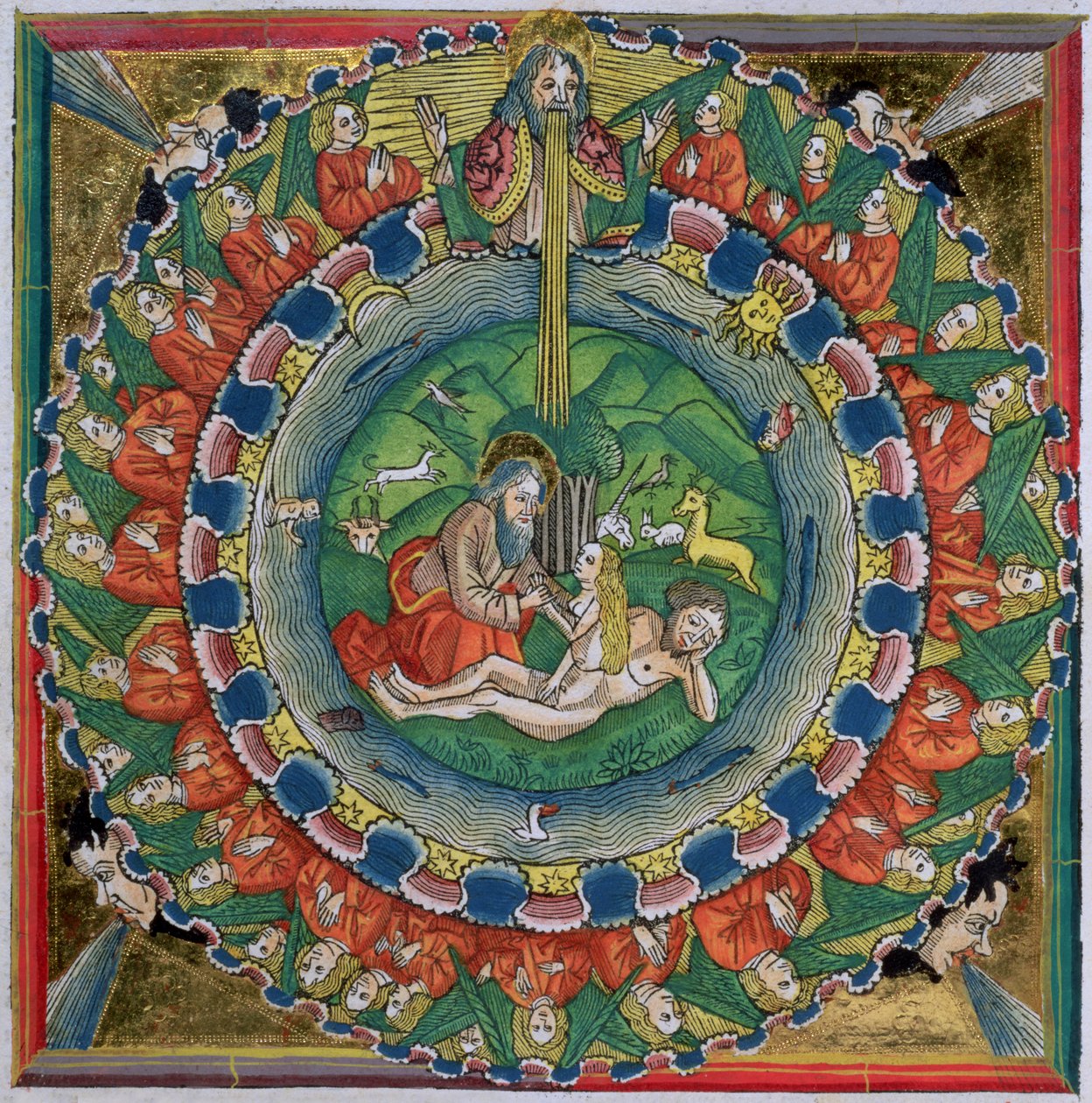 उत्पत्ति 2:22 भगवान की प्रतिकृति प्रतिलिपि नूरेमबर्ग बाइबिल (Biblia Sacra Germanaica) से ईव बनाया द्वारा जर्मन स्कूल