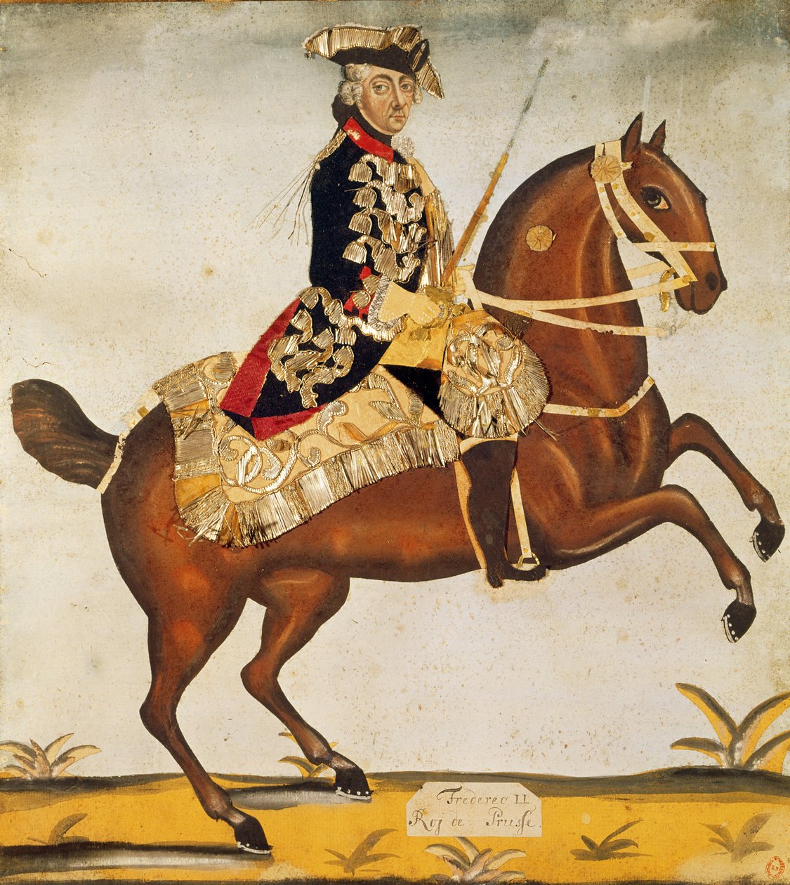 फ्रेडरिक II द ग्रेट (1712-1786) प्रशिया के राजा (जल रंग और सोने की पत्ती) द्वारा जर्मन स्कूल