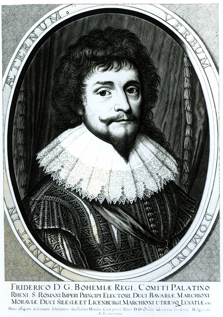फ्रेडरिक वी (1596-1632), बोहेमिया के राजा, राइन के इलेक्टोरल पैलेटाइन, विलेम होंडियस (c.1597-c.1660), 1633 द्वारा उत्कीर्ण द्वारा जर्मन स्कूल