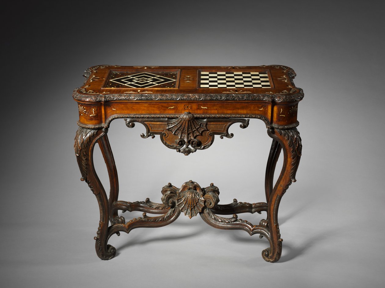 गेमिंग टेबल, मेंज, c.1735 (लकड़ी और हाथीदांत मार्क्वेट्री) द्वारा जर्मन स्कूल
