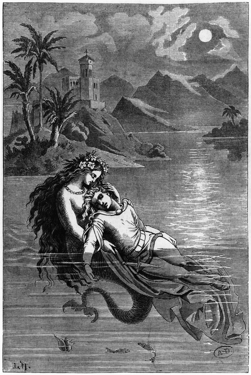 हेंस क्रिश्चियन एंडरसन (1805-75) 1869 द्वारा परी कथाओं से लिटिल मरमेड के लिए चित्रण द्वारा जर्मन स्कूल