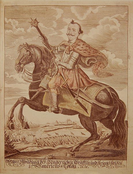 इम्रे थोकोली (1657-1705), ट्रांसिल्वेनिया के राजकुमार (रंगीन उत्कीर्णन) द्वारा जर्मन स्कूल