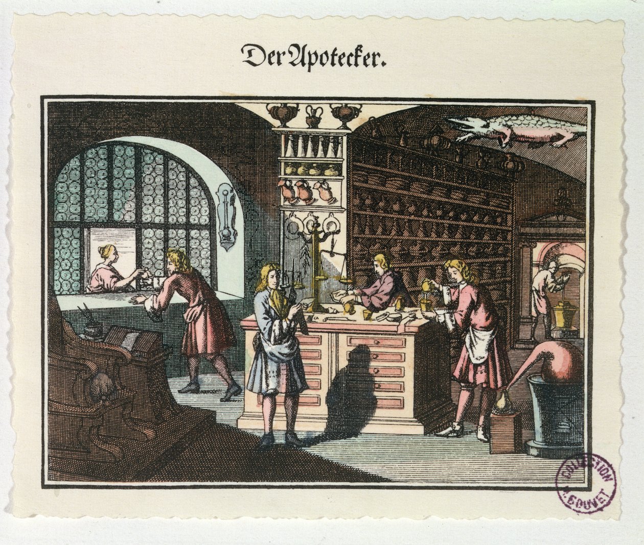 एक एपोथेकरी का आंतरिक भाग, c.1700 द्वारा जर्मन स्कूल