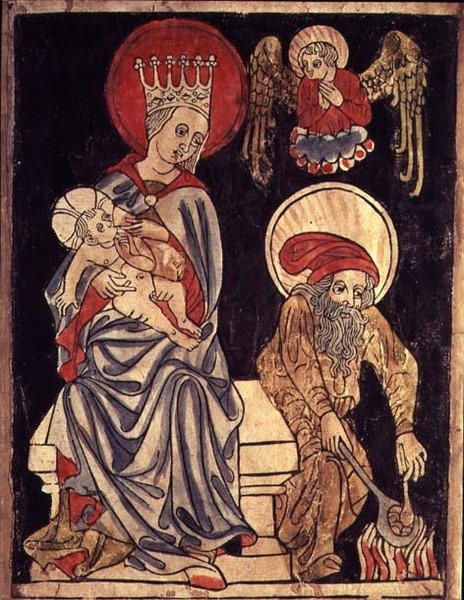चालान 1930-69.f.637 मिस्र में उड़ान पर आराम करने वाला पवित्र परिवार, c.1410 (वुडब्लॉक) द्वारा जर्मन स्कूल