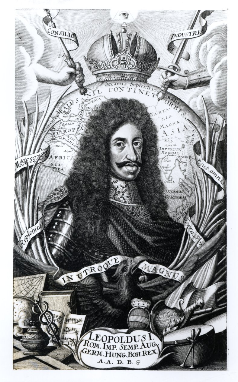 लिओपोल्ड I (1640-1705), हंगरी के राजा और पवित्र रोमन सम्राट, फिलीपीन द्वारा उत्कीर्ण द्वारा जर्मन स्कूल
