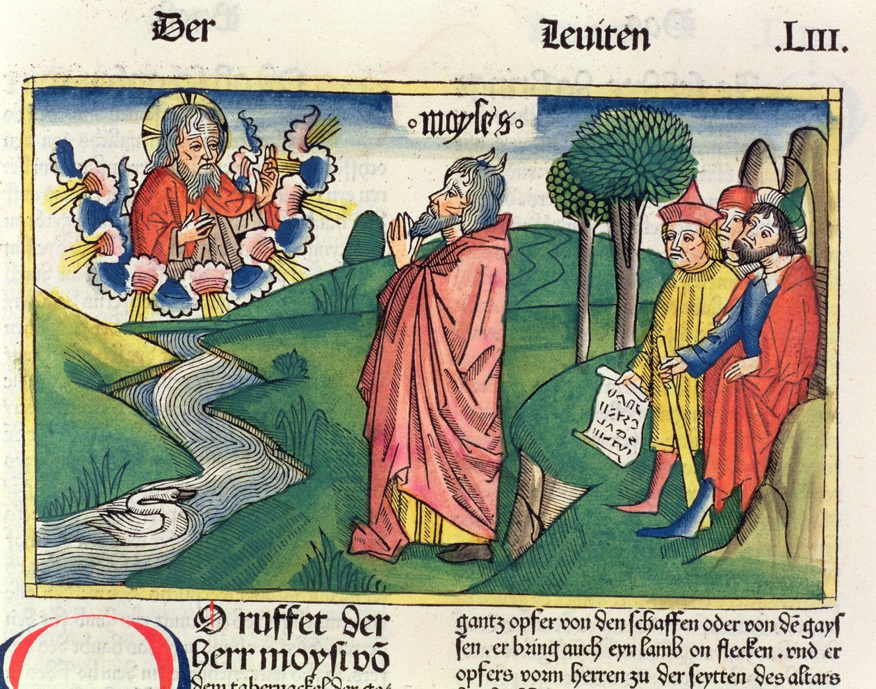 लेविटिस 1 1-7 नूर्नबर्ग बाइबिल (Biblia Sacra Germanaica) (रंगीन लकड़बग्घा) से भेंट का नियम द्वारा जर्मन स्कूल