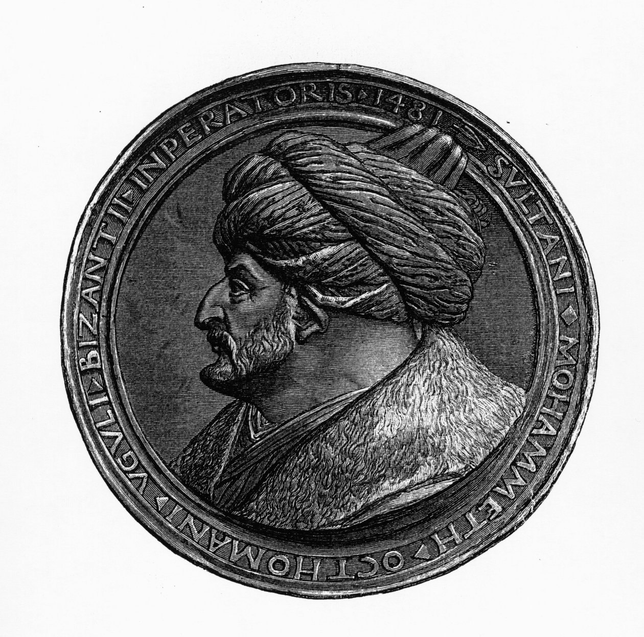 जीएस हर्ट्जबर्ग द्वारा बीजान्टिन और तुर्क साम्राज्य के इतिहास से मेहमद द्वितीय का पदक, 1883 द्वारा जर्मन स्कूल