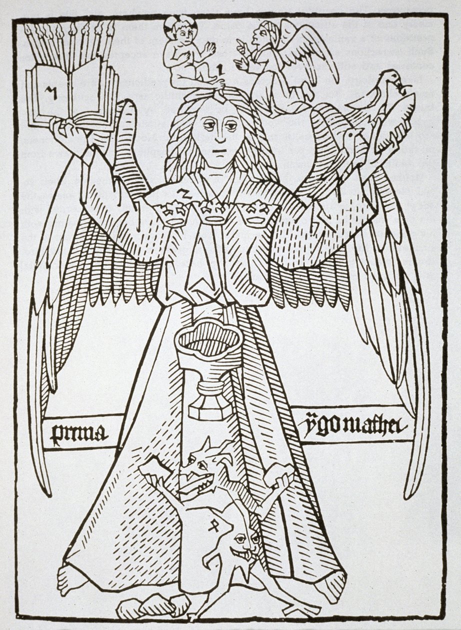अर्न मेमोरेंडी से Mnemonic चित्रा, c.1470, (पुनर्मुद्रित 1883) 19 वीं सदी के उत्तरार्ध में प्रकाशित जादू के इतिहास में सचित्र है द्वारा जर्मन स्कूल