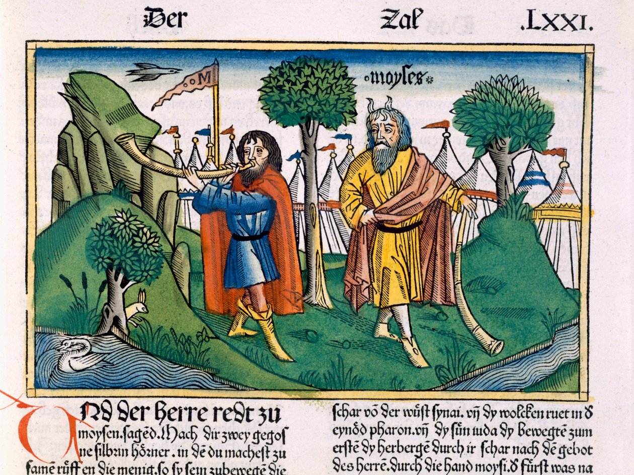 नंबर 2 नूर्नबर्ग बाइबिल (Biblia Sacra Germanaica) (रंगीन लकड़ी) से इस्राएलियों के शिविर कार्य द्वारा जर्मन स्कूल