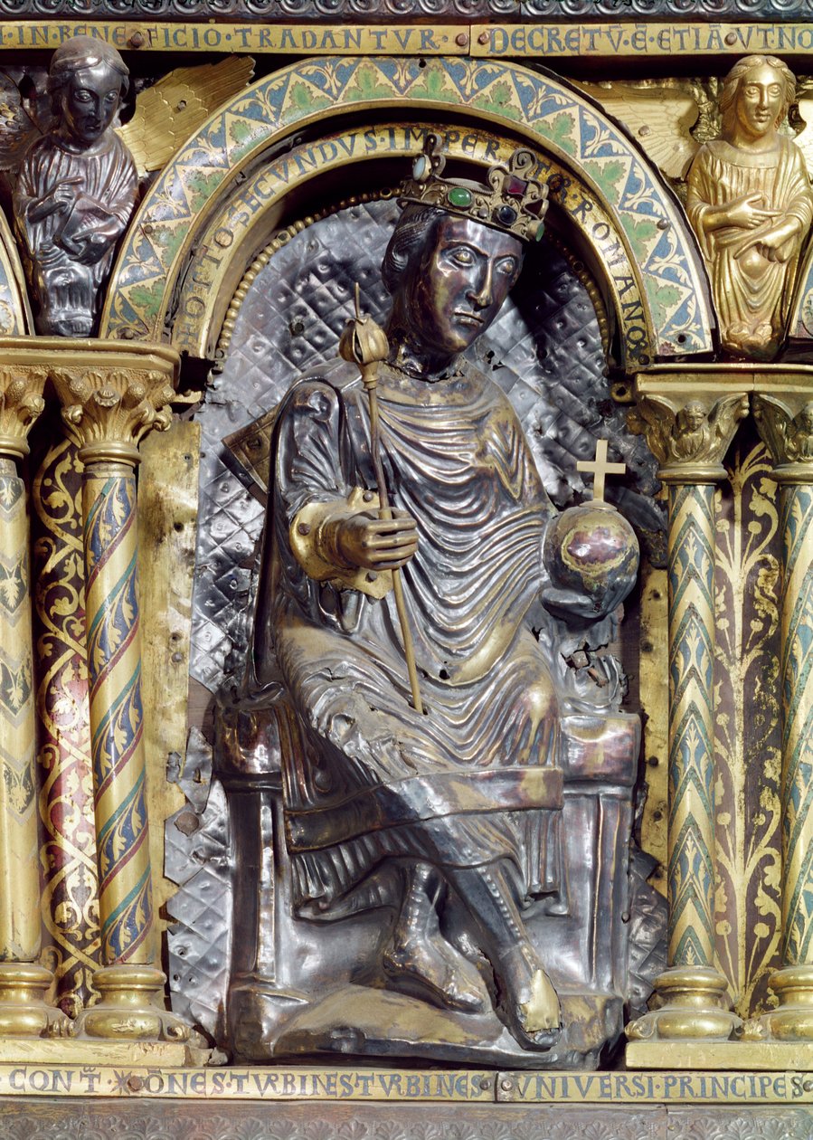 ओटो II (955-83), पवित्र रोमन सम्राट, सम्राट शारलेमेन (742-814) के श्राइन से विस्तार, 1215 (सोने और चमेली तामचीनी) द्वारा जर्मन स्कूल