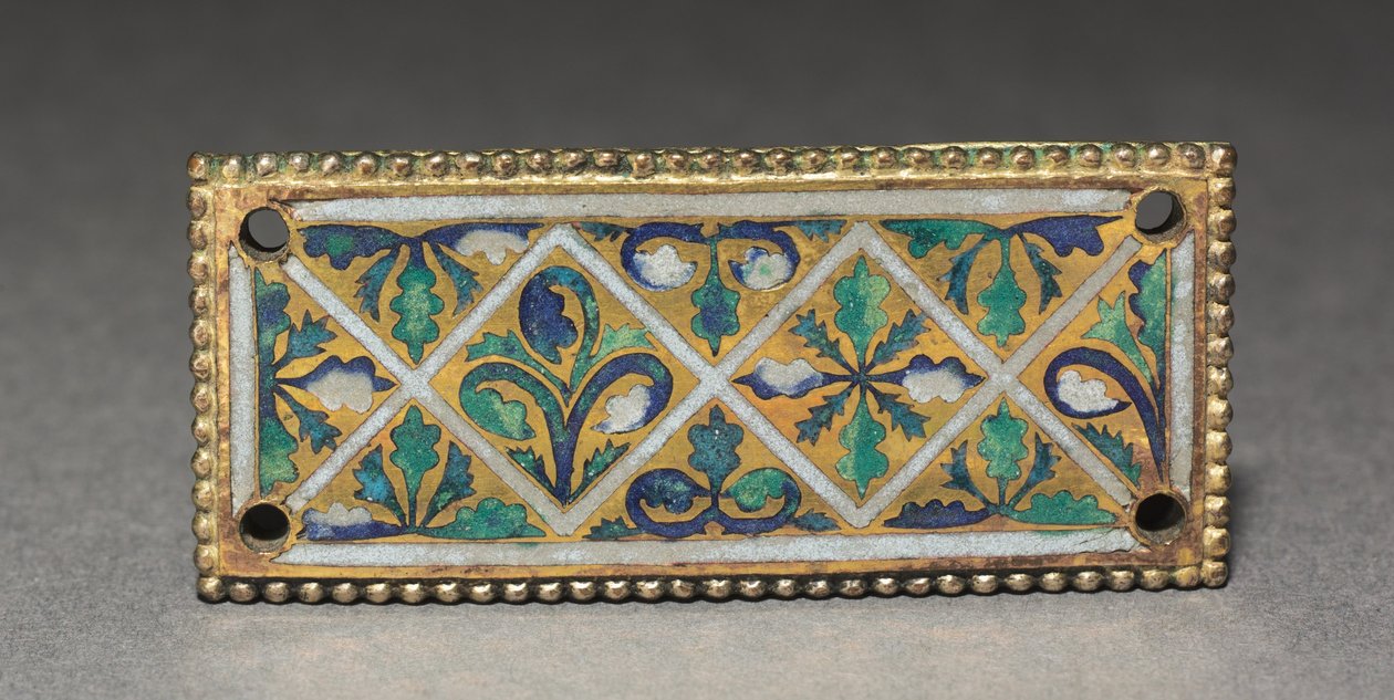 एक अवशेष तीर्थ से पट्टिका, c.1170 (सोने का पानी चढ़ा हुआ तांबा, चम्प्लेव और क्लोइज़न एनामेल) द्वारा जर्मन स्कूल