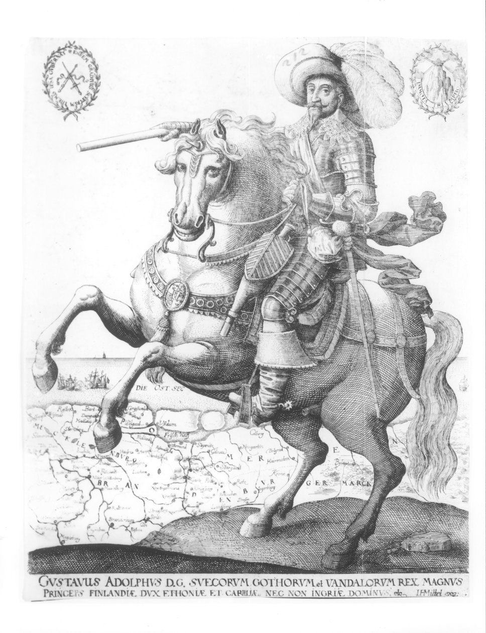 गुस्तावस एडोल्फस II का पोर्ट्रेट, स्वीडन का राजा (1594-1632) द्वारा जर्मन स्कूल
