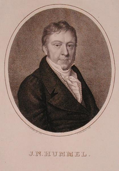 एफ फ्लेशमैन द्वारा उकेरी गई जोहान नेपोमुक हम्मेल (1778-1837) का पोर्ट्रेट द्वारा जर्मन स्कूल