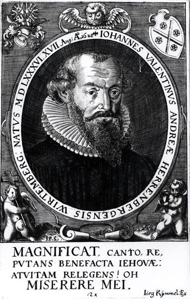 हेरनबर्ग और वुर्टेमबर्ग के जोहान वेलेंटाइन (b.1586) का चित्रण, 17 अगस्त 1628 को Iorg Rijmmel द्वारा उकेरा गया द्वारा जर्मन स्कूल