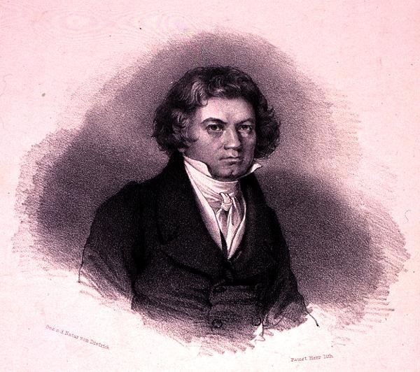 फॉस्टिन हेर (लिथो) द्वारा उकेरी गई लुडविग वैन बीथोवेन (1770-1827) का पोर्ट्रेट द्वारा जर्मन स्कूल