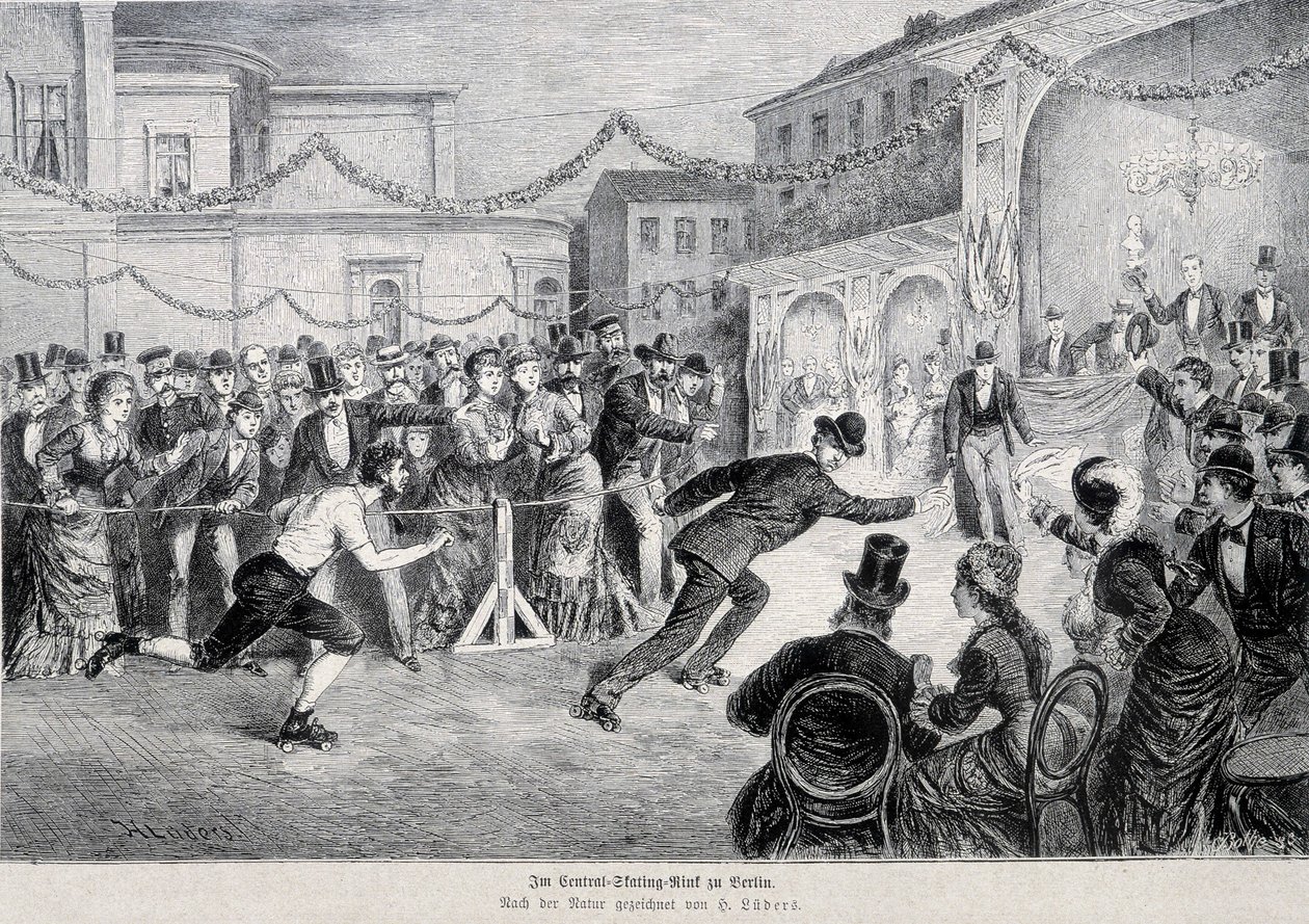 1878 में बर्लिन में रूले स्केट रेस। द्वारा जर्मन स्कूल