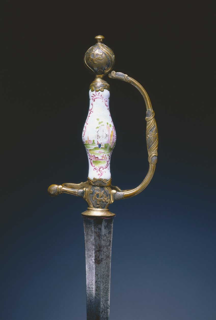 छोटी तलवार, c.1770 (स्टील, गिल्ट-पीतल और चीनी मिट्टी के बरतन) द्वारा जर्मन स्कूल