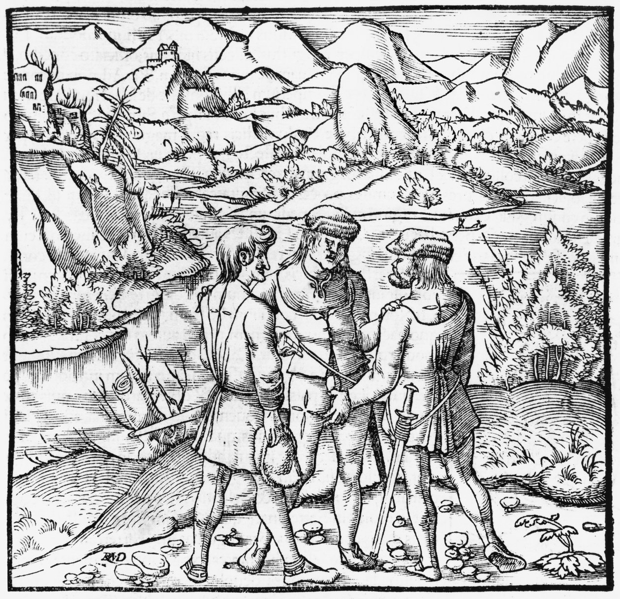 रुतली शपथ, सेबेस्टियन मुंस्टर (1488-1552) बेसेल द्वारा कॉस्मोग्राफ यूनिवर्स का चित्रण, 1559 प्रकाशित द्वारा जर्मन स्कूल
