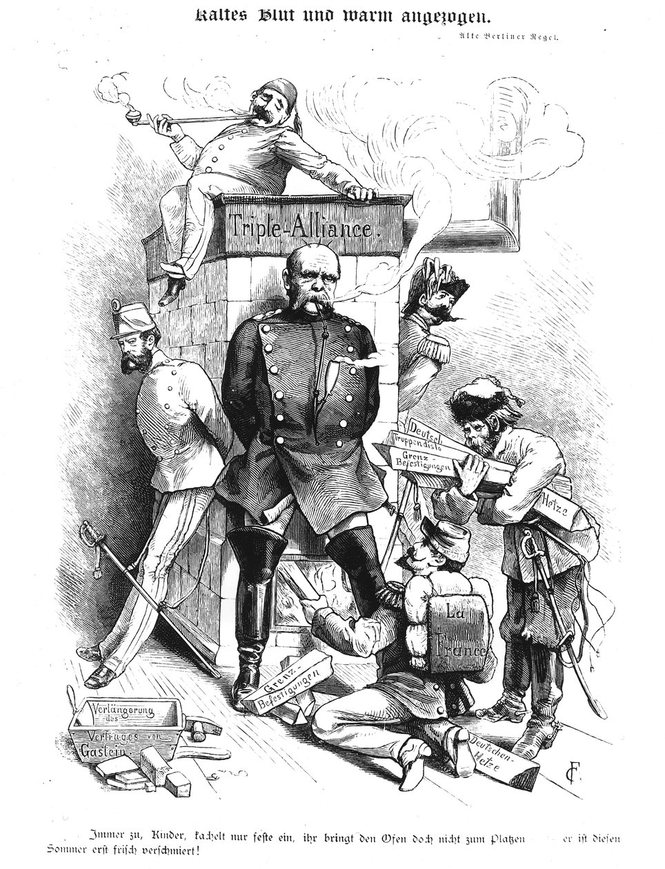ट्रिपल एलायंस, &39;बिस्मार्क: बुक ऑफ मिस्टेक्स&39;, 1883 (उत्कीर्णन) (bw फोटो) द्वारा जर्मन स्कूल
