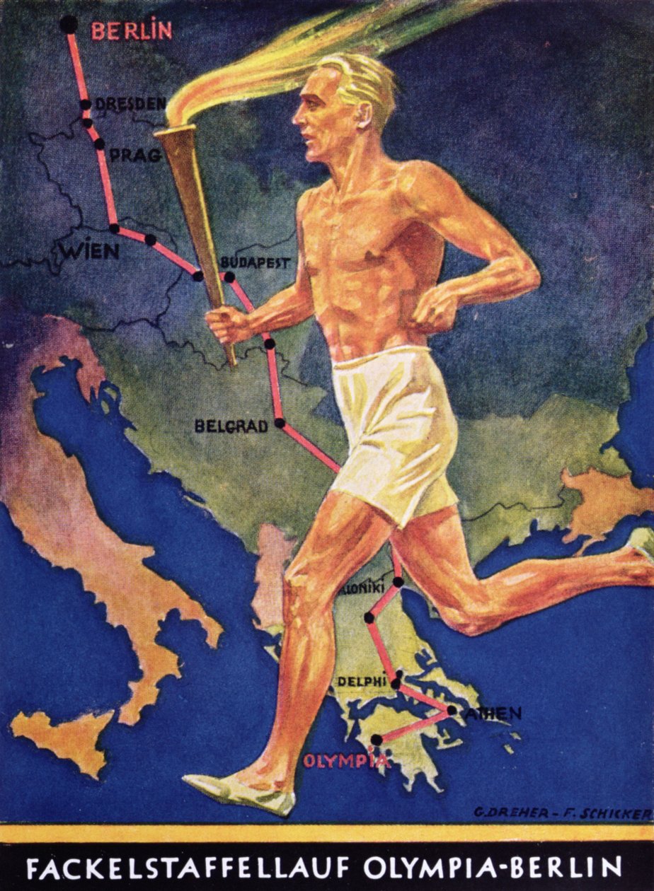 बर्लिन ओलंपिक खेलों में मशाल बियरर, 1936 द्वारा जर्मन स्कूल