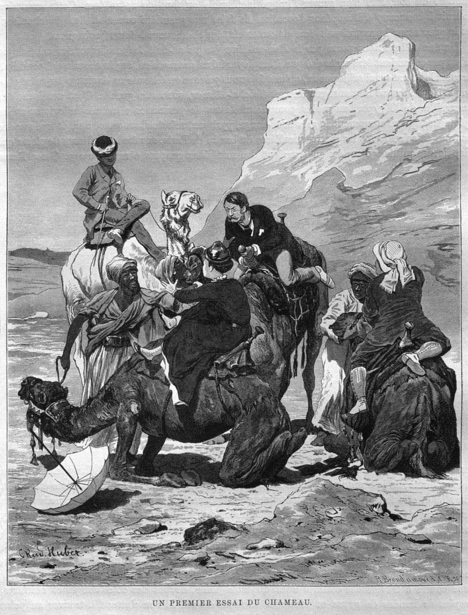 ऊंटों पर पर्यटकों को वापस जॉर्ज मोरिट्ज आइबर्स (1837-98) के लिजीप से, 1881 (bwrara) द्वारा जर्मन स्कूल