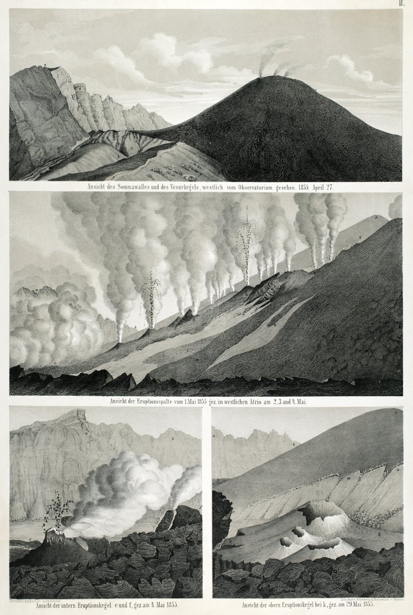 27 अप्रैल 1855 को वेधशाला से पश्चिम से देखा गया माउंट सोमा और माउंट वेसुवियस का दृश्य द्वारा जर्मन स्कूल