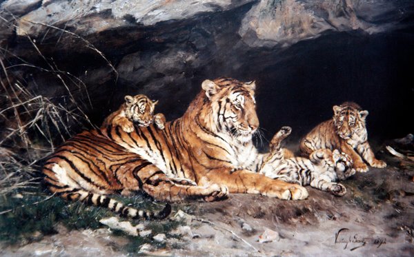 एक बाघिन और उसका युवा द्वारा गीजा वास्तुग