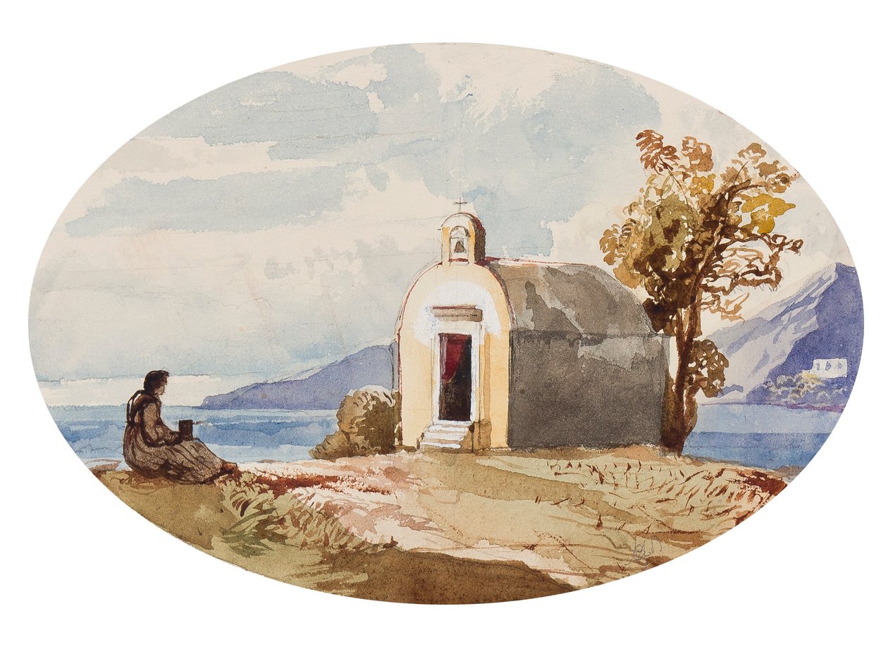 चैपल समुद्र के द्वारा, राजकुमारी मारिया अन्नुनाजाता डी बोरबोन (1843-1871) द्वारा जोड़ के साथ (पेंसिल, कागज पर und gouache) द्वारा गियासिंटो गिगांटे
