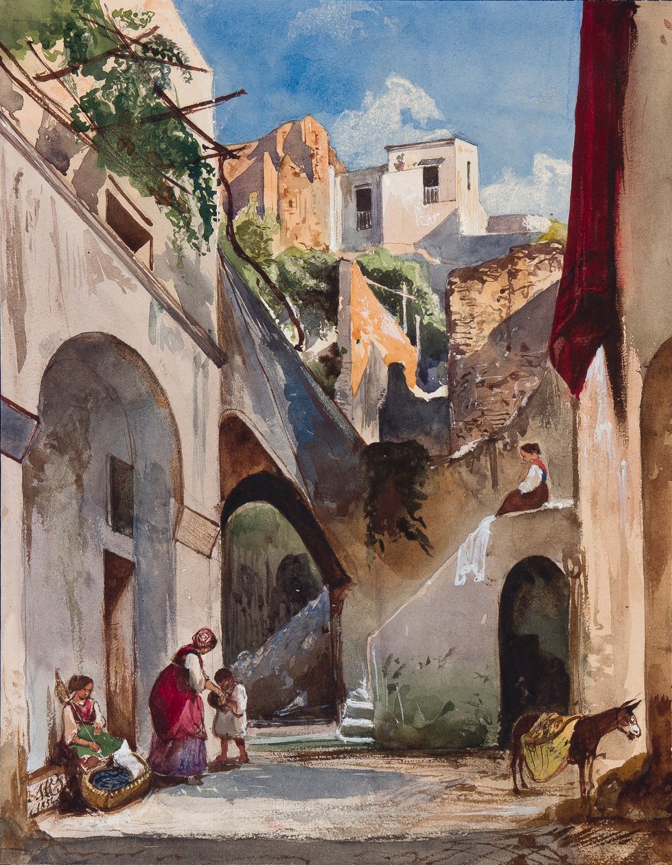 राजकुमारी मारिया अन्नुनाजीता डी बोरबोन (1843-1871), 1853 (पेंसिल, wc und gouache कागज पर) द्वारा गियासिंटो गिगांटे