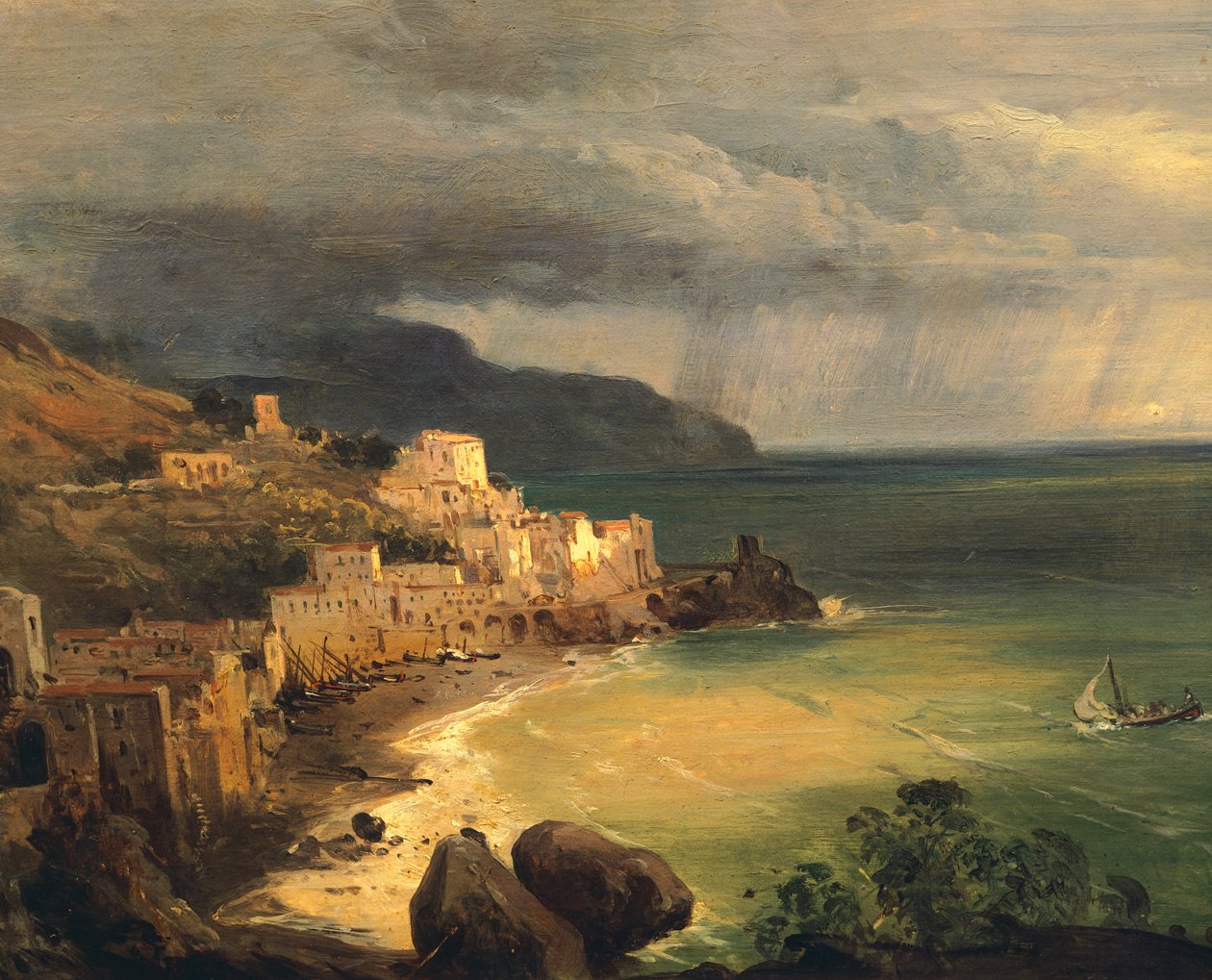 गियासिंटो गिगांटे (1806-1876), इटली द्वारा अमाल्फी तट और नेपल्स की खाड़ी पर तूफान द्वारा गियासिंटो गिगांटे