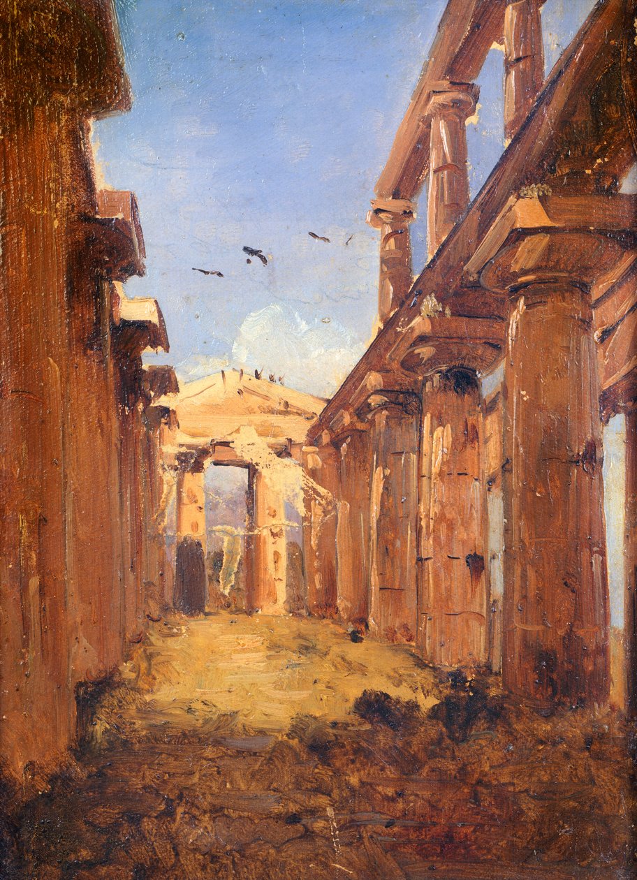 पेस्टम की बेसिलिका 1845-1848 (कैनवास पर तेल) द्वारा गियासिंटो गिगांटे