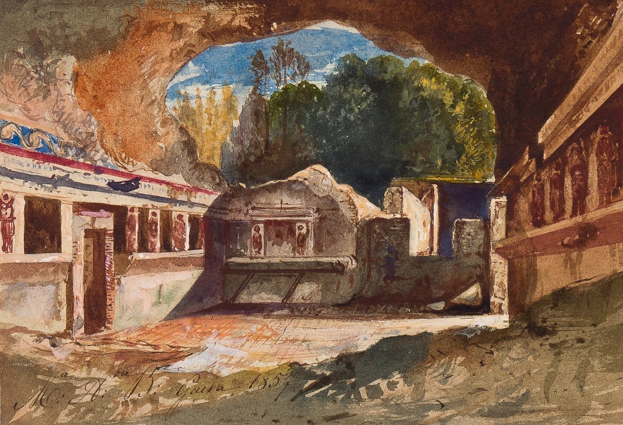 टैपीडेरियम, पोम्पेई, प्रिंसेस मारिया अन्नुनाजीता डी बोरबोन (1843-1871), 1857 (पेंसिल, कागज पर अंडर गॉश द्वारा गियासिंटो गिगांटे
