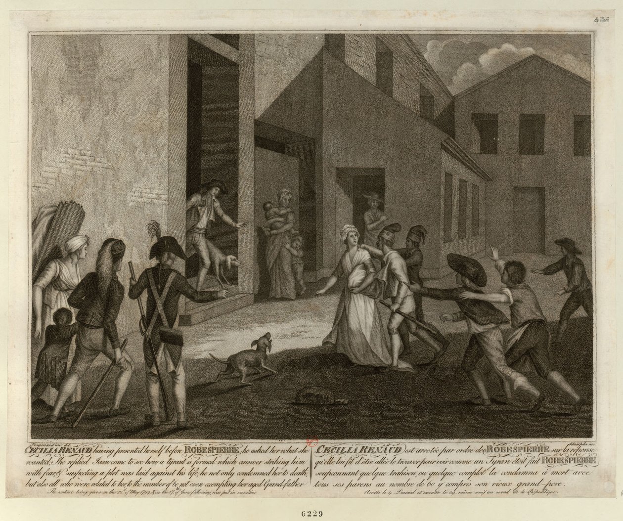 22 मई, 1794 को रोबेस्पियरे के अपार्टमेंट में सेसिल रेनॉल्ट की गिरफ्तारी, c. 1798. द्वारा जियाकोमो अलीप्रांडी